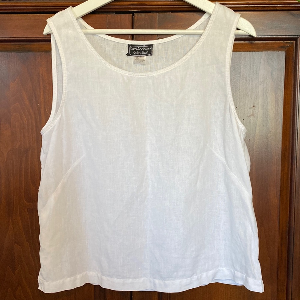 Carol Anderson vintage 100% linen tank top crisp and white